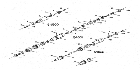 Fig-0 Diagram and Parts List for 54502 Type-1 Porter Cable Screwdriver